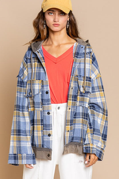 Pol Elbow Patch Hooded Flannel