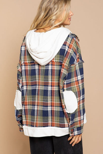 Pol Elbow Patch Hooded Flannel