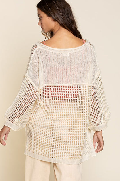 Pol Oversized Fit See-through Pullover Sweater