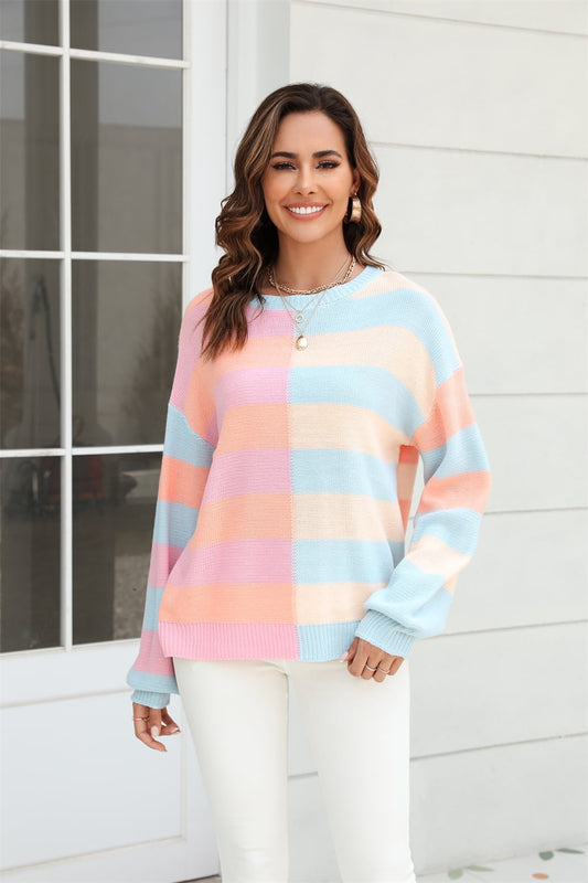 Sweater - Color Block Dropped Shoulder