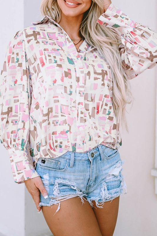 Blouse - Printed Collared Neck