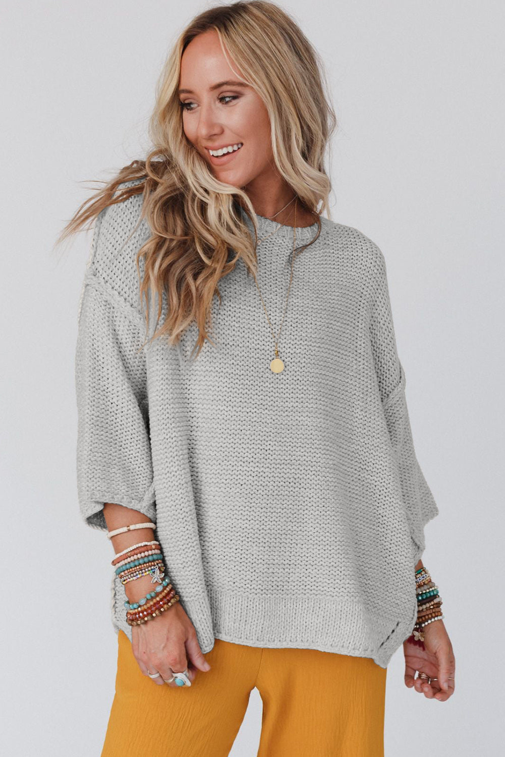 Sweater - Round Neck Dropped Shoulder