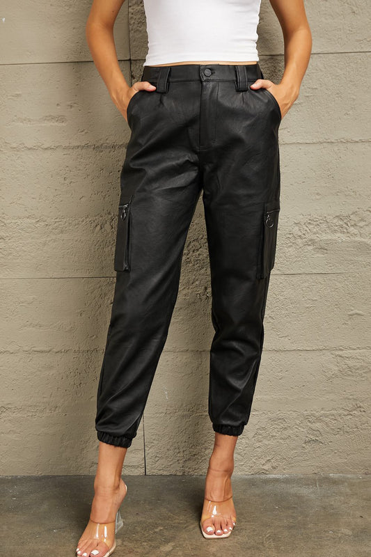 Joggers - "Kancan" High Rise Leather