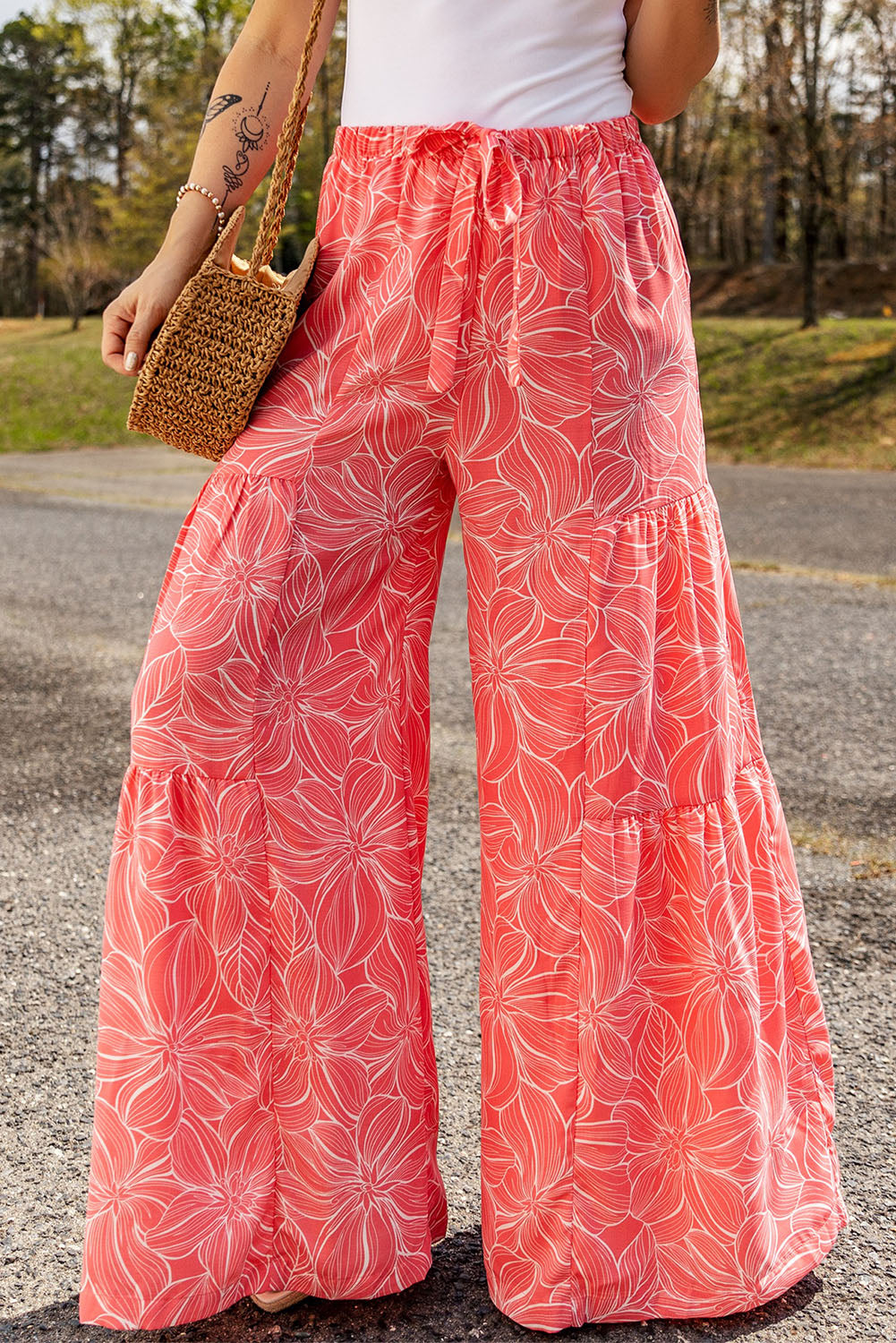 Pants - Floral Tiered Wide Leg