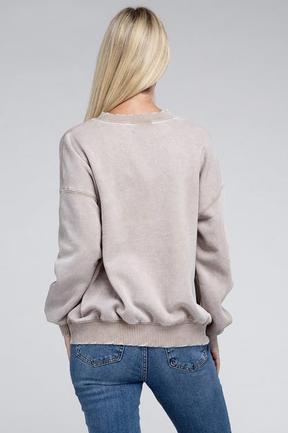 Zenana - Acid Wash Fleece Oversized Pullover