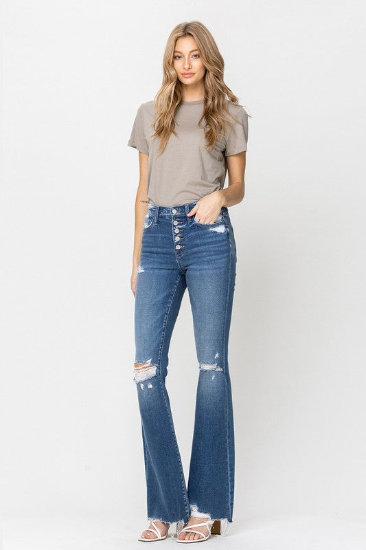 Flying Monkey High Rise Raw Hem Flares