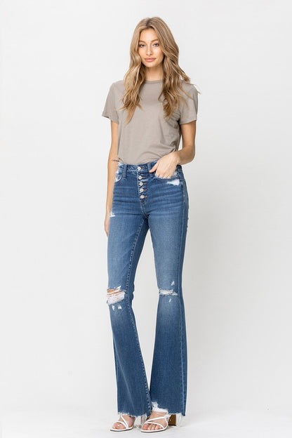 Flying Monkey High Rise Raw Hem Flares