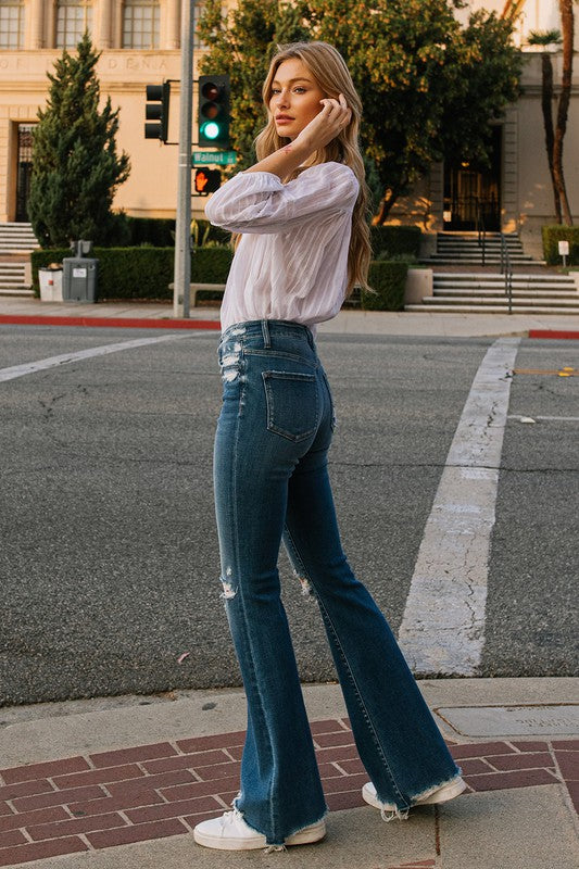 Flying Monkey High Rise Raw Hem Flares