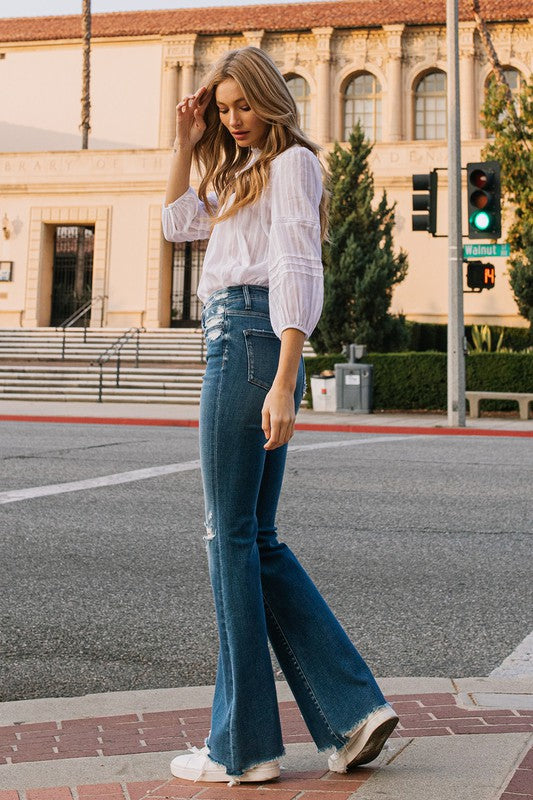 Flying Monkey High Rise Raw Hem Flares