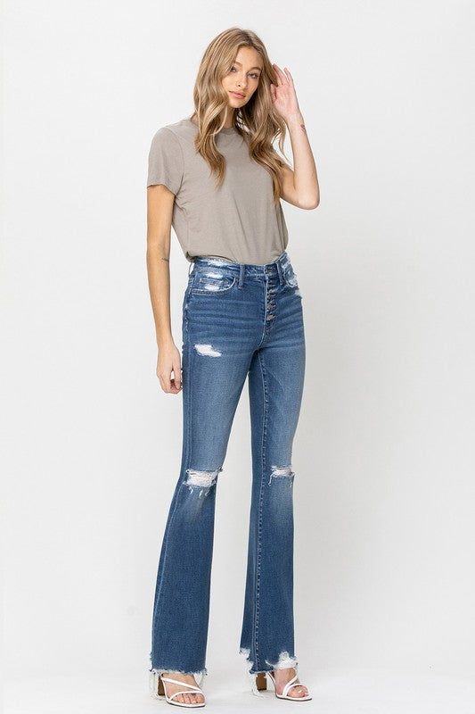 Flying Monkey High Rise Raw Hem Flares