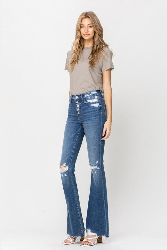 Flying Monkey High Rise Raw Hem Flares
