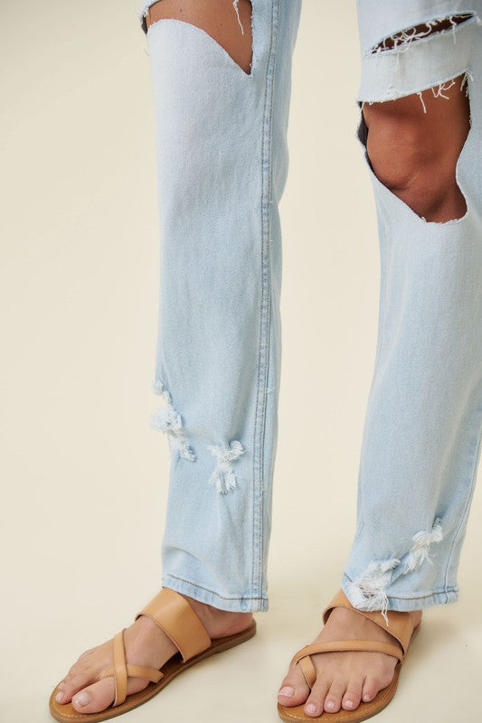 Vibrant M.i.U Distressed Wide Leg Jeans
