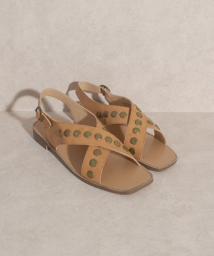 Sandals - "OASIS SOCIETY" Studded Cross Band