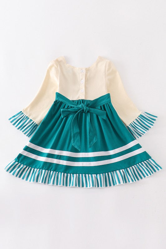 Green ruffle girl dress