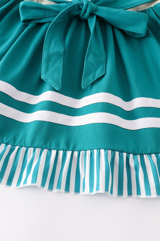 Green ruffle girl dress