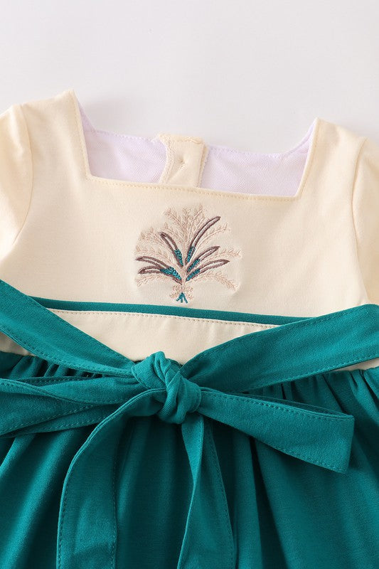 Green ruffle girl dress