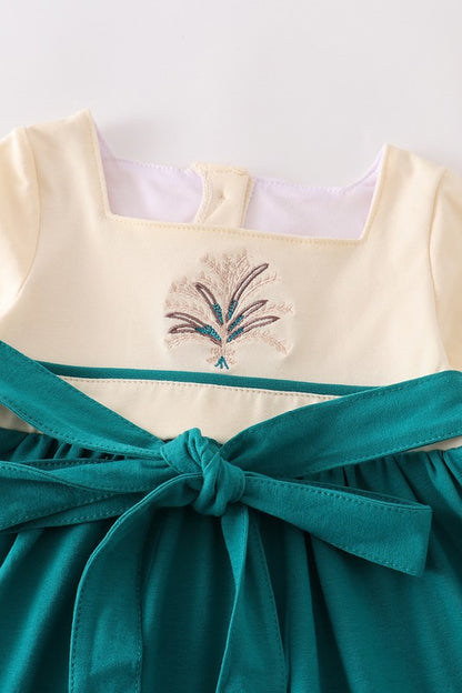 Green ruffle girl dress