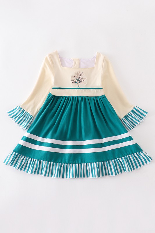 Green ruffle girl dress