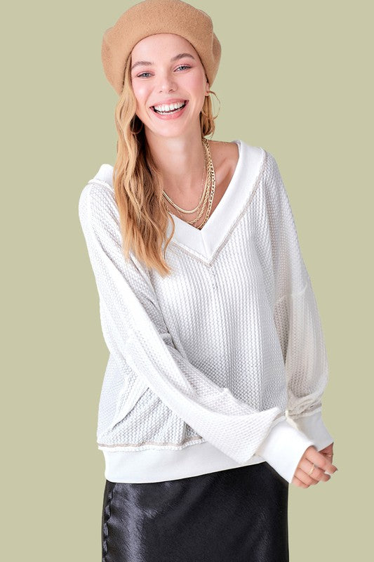 Top - "La Miel" Waffle Loose