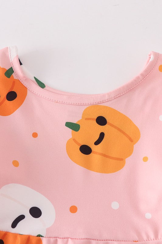 Pink smiley pumpkin twirl dress