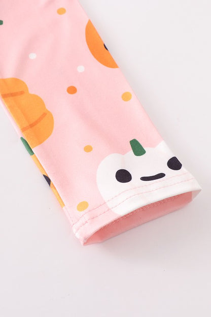Pink smiley pumpkin twirl dress