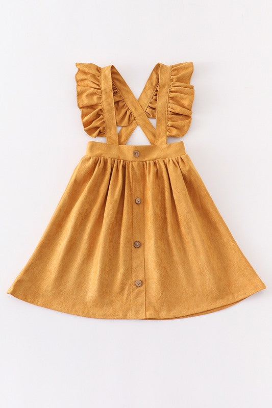 Mustard ruffle suspender girl dress