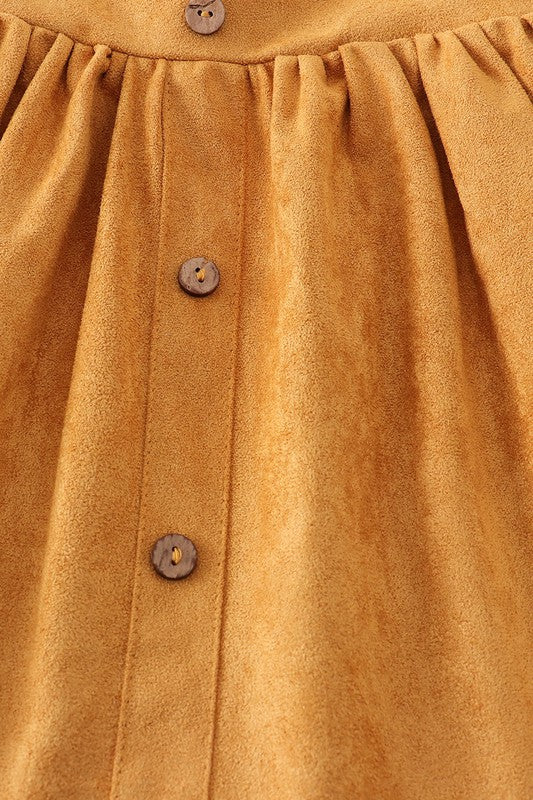 Mustard ruffle suspender girl dress