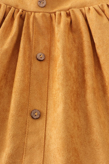 Mustard ruffle suspender girl dress