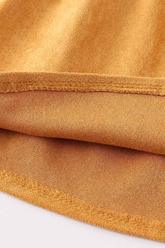 Mustard ruffle suspender girl dress