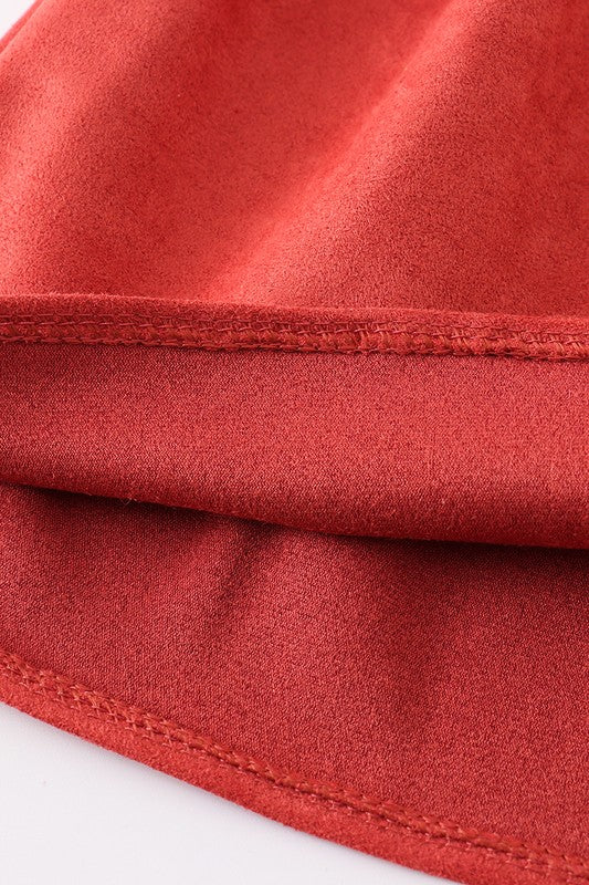 Rust ruffle suspender girl dress