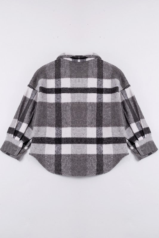 Grey plaid button down mommy &me shirt