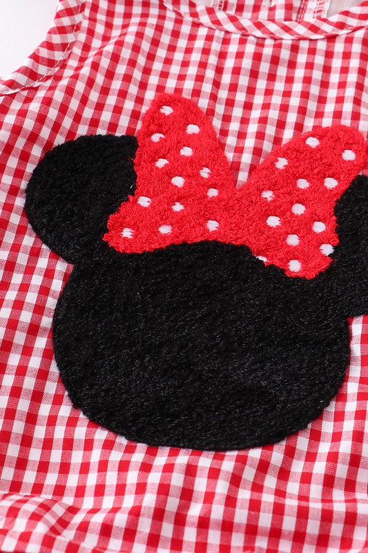 Red french knot charactor plaid girl bubble