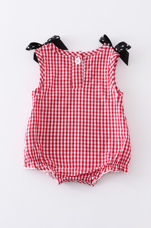 Red french knot charactor plaid girl bubble