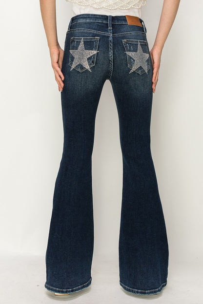 Artemis Vintage Mid Rise Star Flare Jeans