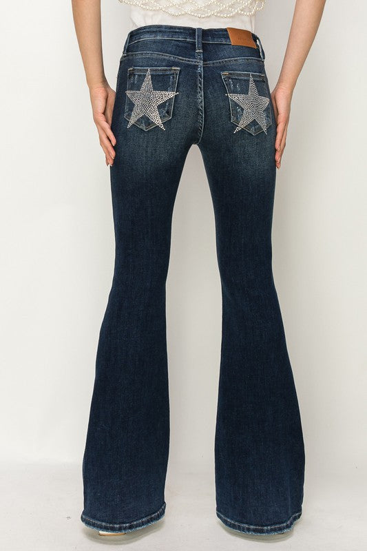 Artemis Vintage Mid Rise Star Flare Jeans