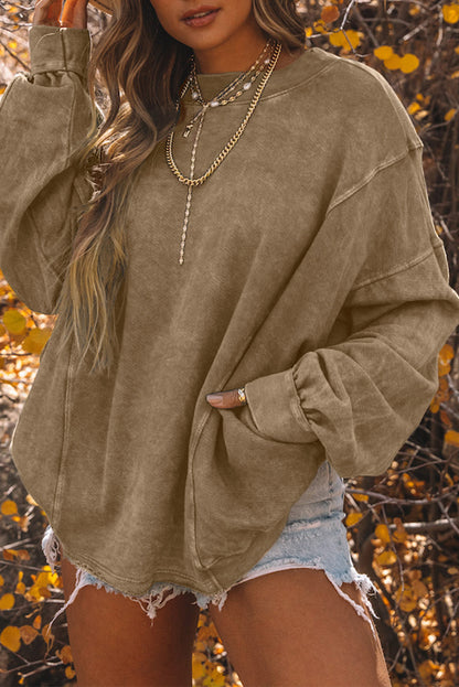 Gray Mineral Wash Twist Butterfly Oversize Sweatshirt