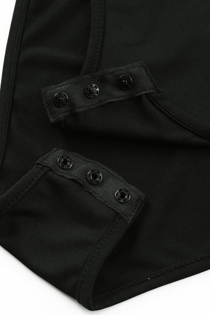 Black Casual Fringe One Shoulder Long Sleeve Bodysuit