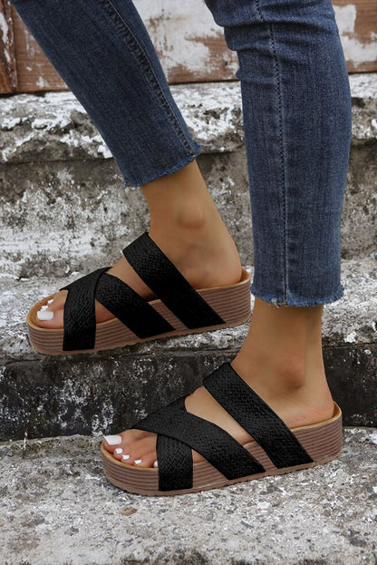 Sandals - Woven Platform Slip-on