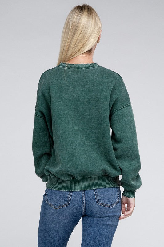 Zenana - Acid Wash Fleece Oversized Pullover