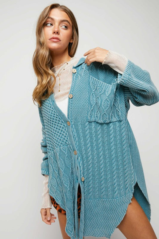 Cardigan - " Dani & Davi" Solid Button Down