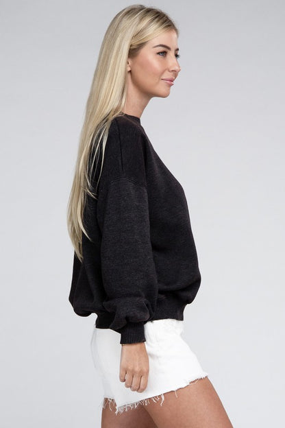 Zenana - Acid Wash Fleece Oversized Pullover