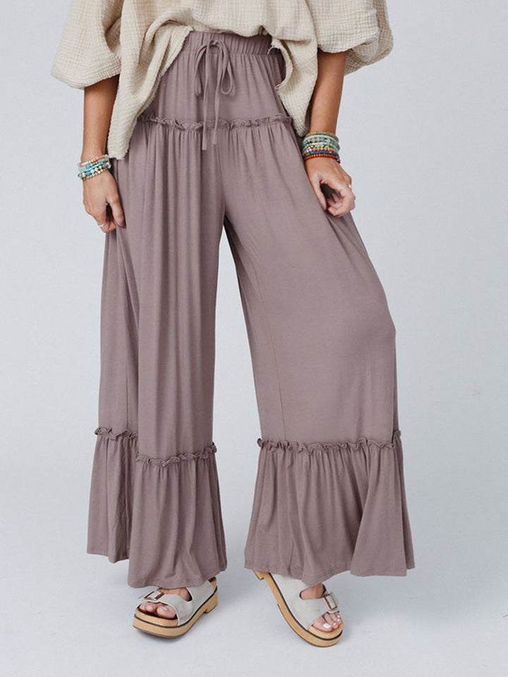 Pants - Wide Leg Ruffle Trim