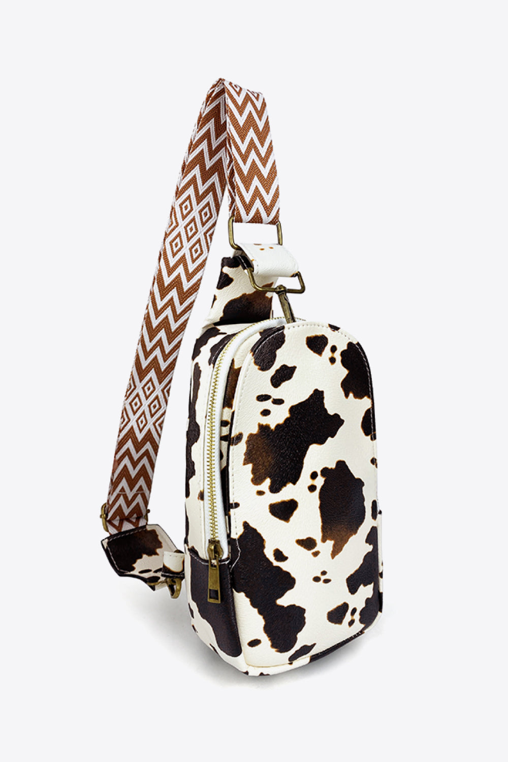 Printed Leather Sling Bag with Guitar Strap