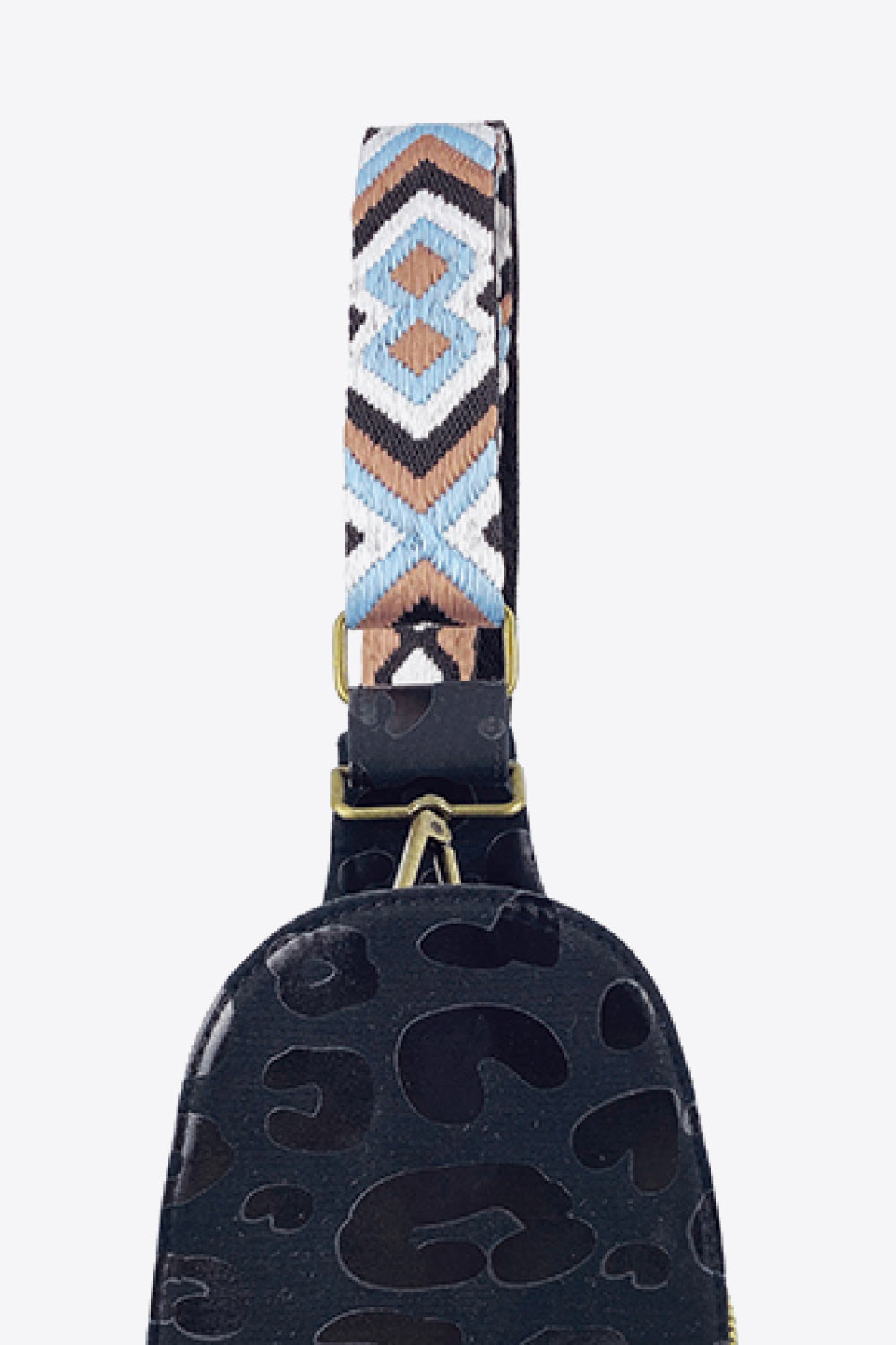 Printed Leather Sling Bag with Guitar Strap