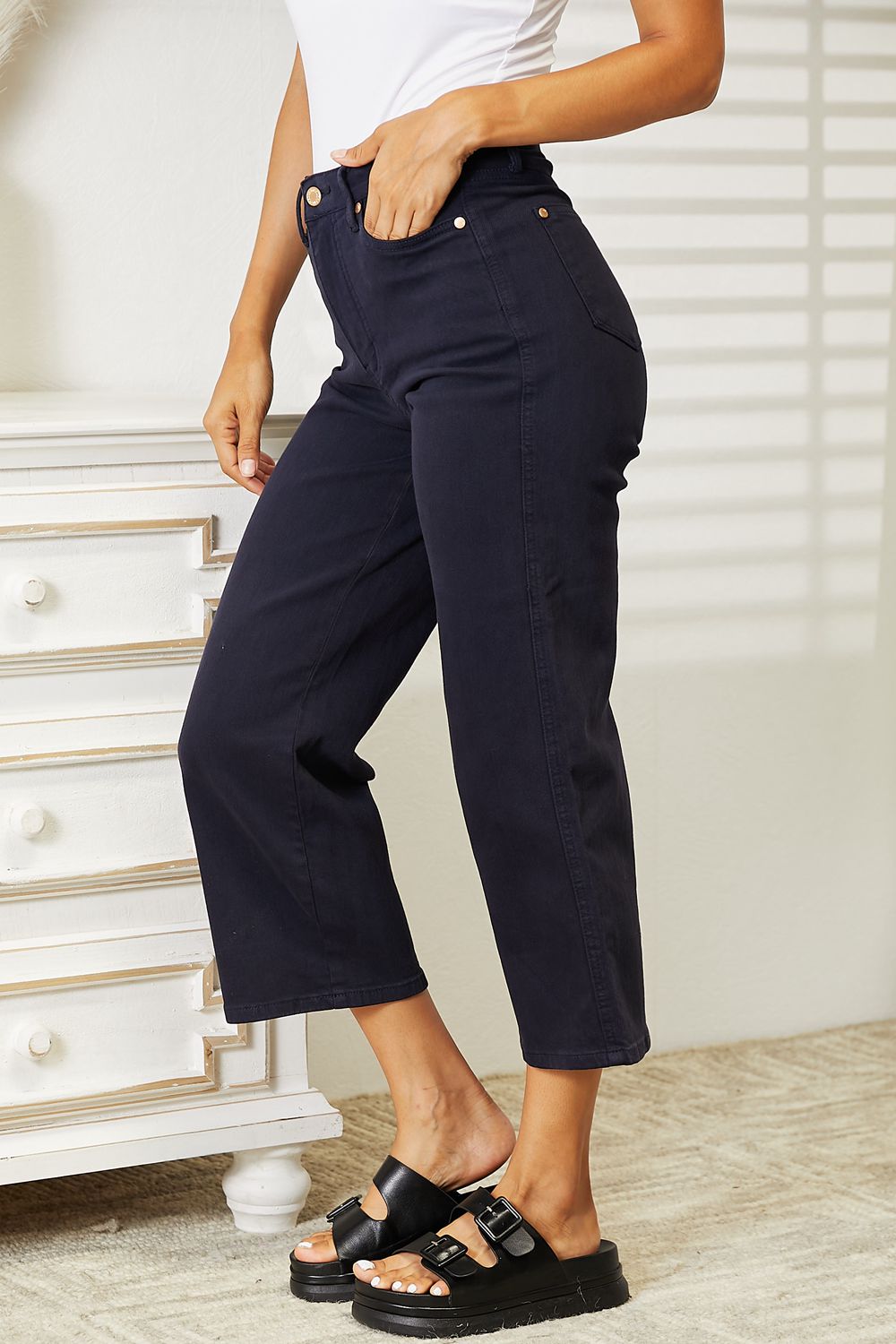 Jeans - "Judy Blue" Tummy Control Wide Cropped
