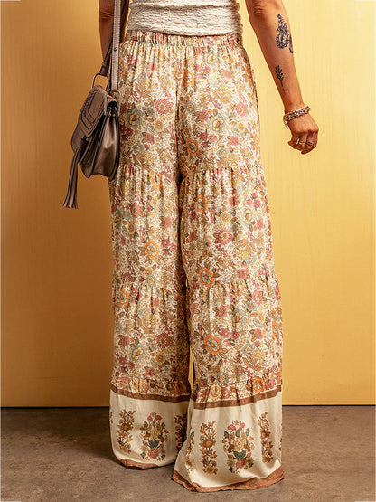 Pants - Floral Tiered Wide Leg