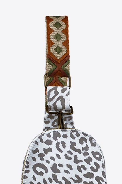 Printed Leather Sling Bag with Guitar Strap