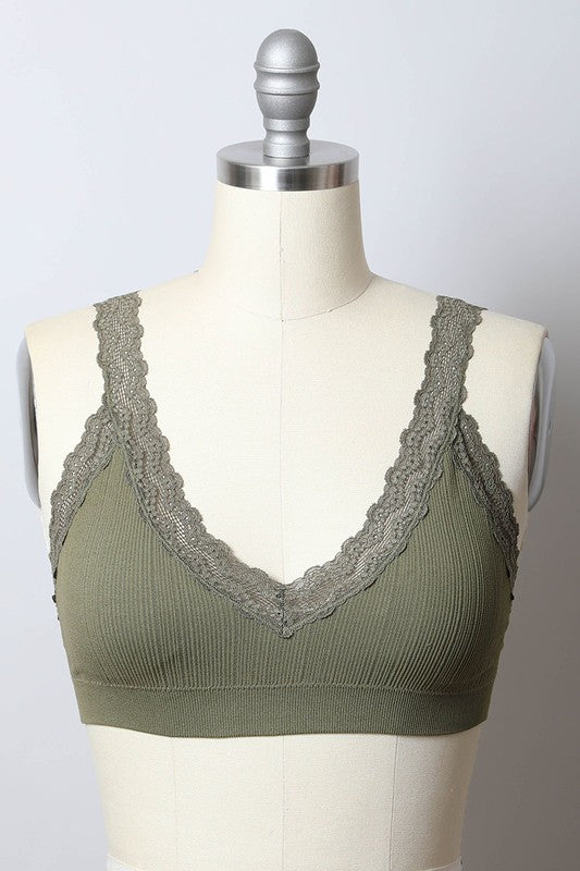 Leto Accessories / Lace Trim Padded Bralette