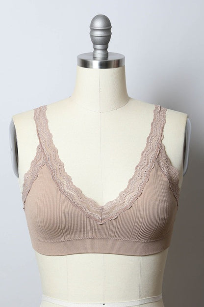 Leto Accessories / Lace Trim Padded Bralette