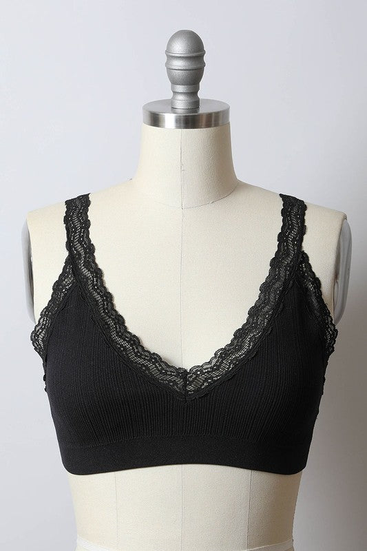 Leto Accessories / Lace Trim Padded Bralette